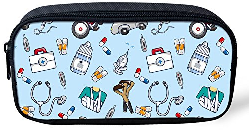 Coloranimal Kinder Federmäppchen, niedliche Krankenschwester, bedruckt für Schule und Büro 8.66 inch(L) x1.77 inch(W) x4.33 inch(H) nurse patter-7.