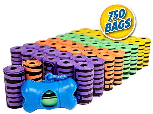 OUT! Hundekotbeutel mit Leinen-Beutelspender - Regenbogenfarben - starke, auslaufsichere Kotbeutel - inklusive Spenderbox - 750 Stück