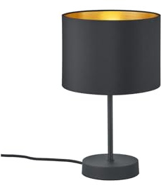 Tischleuchte mit Stoffschirm Schwarz - innen Gold, Höhe 33cm