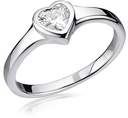 Materia Silber Ringe 925 Frauen Mädchen mit Herz Stein SR-163-50