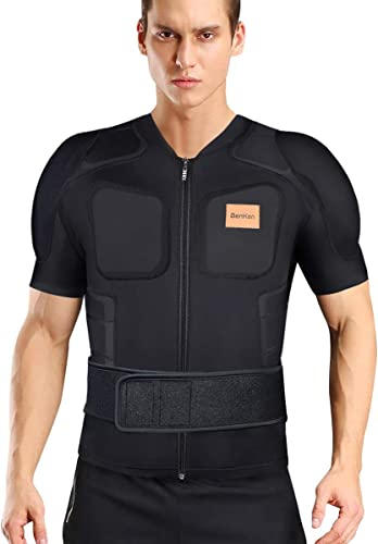 BenKen Skiing Body Short Protector Schutzausrüstung Pad mit Futter Motor Brust Schulter Rückenschutz verstellbare Jacke Damen Herren Obermaterial Gepolsterte (M, Kurzarm)