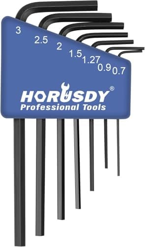 SEDY 7-teiliges Mini-Sechskantschlüssel-Set, L-förmiger Inbusschlüssel, 0,7 mm, 0,9 mm, 1,27 mm, 1,5 mm, 2 mm, 2,5 mm, 3 mm, Cr-V