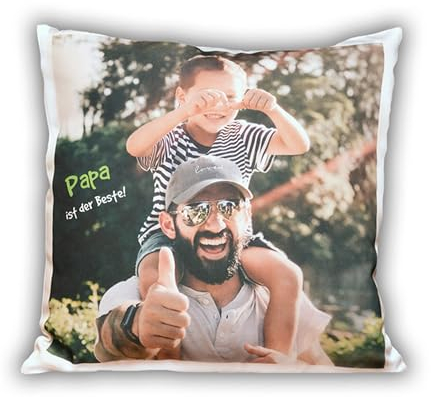 LOOXIS Personalisiertes Kissen mit Foto & Text Bedruckt, selbst gestalten – 40x40 cm, Weiß - Geschenkidee Männer, Frauen, Jahrestag, Geburtstag – Leinenhaptik