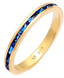 Elli Ring Damen Modisch Trend mit Saphiren aus 925 Sterling Silber Vergoldet