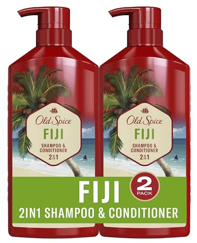 Old Spice Fiji 2-in-1 Shampoo and Conditioner for Men, 21.9 Fl Oz Each, Twin Pack
