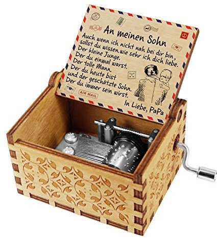 Kenon Gravierte Holzspieluhren Handgefertigte hölzerne Spieluhren und Lieder mit Edelstahl von Music Chests Custom Vintage Handkurbel Spieluhr Weihnachtsgeburtstagsgeschenk (Für Sohn von Papa)
