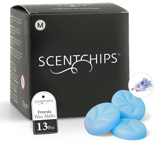 Scentchips® Freesie Wax Melts – Süßer Blumenduft mit Freesie, Lilie & sanften grünen Noten – Premium Lang anhaltende Duftwachse für Duftbrenner – Hausparfüm Duftchips – M Größe 13 Stück