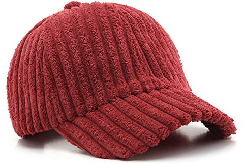 Herren Kappe Hut Unisex Cord Baseball Cap Für Damen Und Herren Fashion Snapback Hat Casual Caps Verstellbar Breathable-Burgund_Adjustable