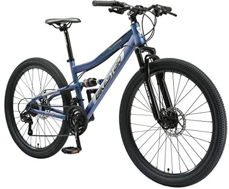 BIKESTAR Fully Mountainbike Shimano 21 Gang Schaltung, Scheibenbremse 26 Zoll Reifen | 15 Zoll Rahmen MTB Vollgefedert | Blau