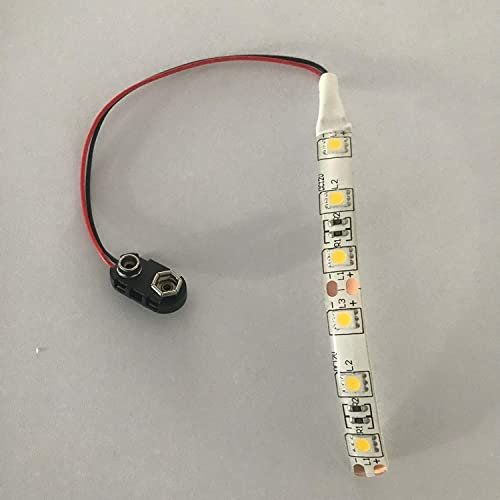 online-leds 10cm 6 LEDs Warm White Dolls House LED Lamp Lights Lighting Strip 5050 9V PP3 12V [Energy Class A+++]