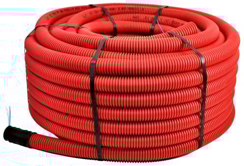 Unterirdisches Wellrohr M50 mm | Leerrohr Elektrorohr Erdwellrohr Rot | 5m 10m 25m 50m (25 Meter)