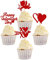 24 Stück Happy Valentine's Day Cupcake Toppers Rot Glitter XOXO Cupid süße Liebe Kuchendekoration für glückliche Valentinstag Thema Hochzeit Brautdusche Geburtstag Party Kuchen Dekoendeko
