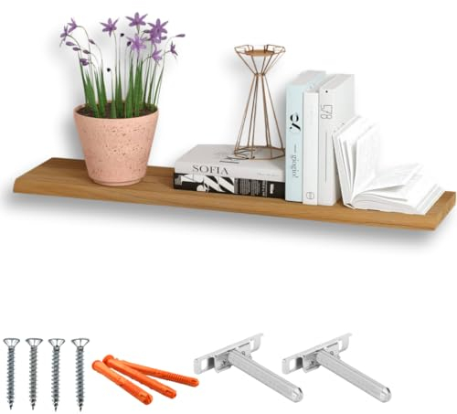 holz4home® Wandregal mit Baumkante 120 cm Länge, Natur Geölt I Schweberegal Massivholz mit unsichtbarer Befestigung moderner Stil I Wandboard Echtholz