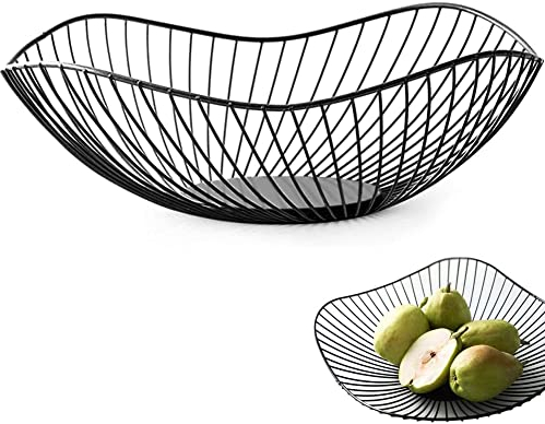 Whcctl Cesta de Frutas Dorada - Frutero de Metal y Alambre, Cuenco Moderno para Cocina - Hierro - para Frutas, Verduras y Bocadillos