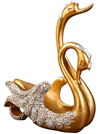 Veemoon Botellero Cisne Bebidas De Cocina Botellero De Oro Portabotellas De Vino para Heladera Soporte De Vino De Animales Escultura De Cisne Porta Vino Refrigerador Lujo Ligero Resina