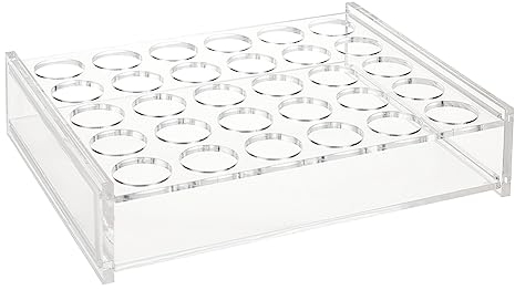 OLYCRAFT Support de Tubes à Essai en Acrylique Transparent 30Sockets Présentoirs de Tubes à Essai Support de Tubes à Centrifuger pour Laboratoire de Chimie de Tubes à Essai de 10 ML- 18x14.3x4 cm