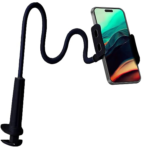 Retoo Handy Ständer Flexible Verstellbare, Tisch Handy Halterung Multi-Winkel, Universal Faltbar Handyhalterung, Schwanenhals Lang Arm, Einstellbar Schreibtisch Handyhalter, Aluminium