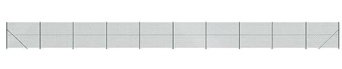 vidaXL Chain Link Fence with Flange – Galvanised Steel Wire Mesh Garden Fencing, Green PVC Coated Barrier, 1.4 x 25 m