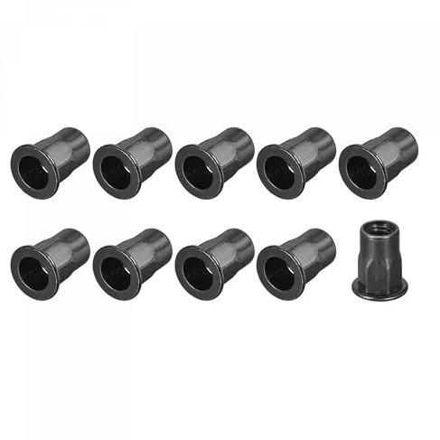 METALLIXITY Remache Tuercas (M6) 50 Uds, Carbono Acero Mitad Hexagonal Roscado Inserción Tuercas - para Sujetadores Mecánicos Muebles, Negro