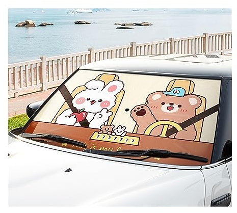daili Store Sombrilla de Coche Paraguas Protección de Verano Cubierta de Parabrisas Delantero de Coche Dibujos Animados Anime Oso Conejo Auto Parasol Paraguas (Color : O)