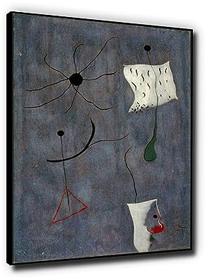 Phyrek123 Tableaux de Joan Miro Peinture (Peinture) Impressions sur toile Affiche de Joan Miro Célèbre Reproductions d'art art mural moderne 30 x 42 cm NoirFramed