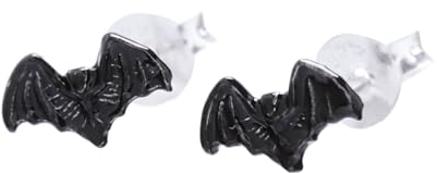WINDALF Ohrstecker MOONLIGHT 9 mm Schwarze Fledermäuse Gothic Schmuck 925 Sterlingsilber