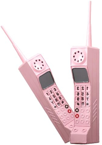SYFUNLV Altmodisches Telefon,Retro-Telefon,Telefon-Dekor,23 * 7 * 4cm Schreibtisch Ornament, Foto-Requisiten, Eisenkunst, umweltfreundliche Farbe,80er Big Brother simuliertes Mobiltelefon (Rosa)