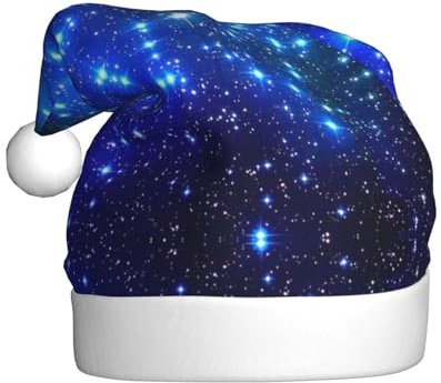 COMAAM Blaue glänzende Sterne Erwachsene Plüsch Weihnachtsmütze Weihnachten Dekorative Hut Geeignet Für Silvester Party Supplies