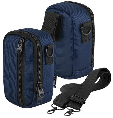 CaSZLUTION Travel Case for Digital Camera, Small Camera Storage Bag(Fit Camera Size<5.3x3.1x2.1) with Belt Loop and Strap Compatible with Medium Point and Shoot Camera Vlogging Camera, Royal Blue