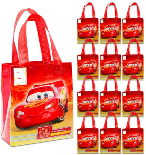 Disney Cars Party Favor Bags Set – 12 Stück 8 Zoll Cars Party Goodie Bags für Kinder Bulk Wiederverwendbare Mini-Taschen | Lightning McQueen Geburtstagsparty-Zubehör