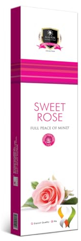 Alaukik Lot de 3 paquets de 12 bâtons d'encens roulés à la main avec porte-encens JRose 50 g (rose douce)