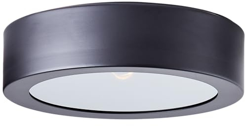 Lightbox Basic Deckenlampe mit Rauchglas Abdeckung - Deckenleuchte - im industriellen Stil - für den Flur - 6 cm - Ø23 cm - E14, max. 40 W - aus Metall/Glas - in Schwarz/Rauchglasfarben