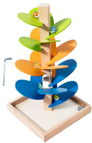 Musical Tree Building Blocks Toy, Creative Ball Rolling Track Toy Marble Ball Run Track Game, Wooden Marble Music Tree Wooden Rolling Balls Toy with 8 Balls for Interactive