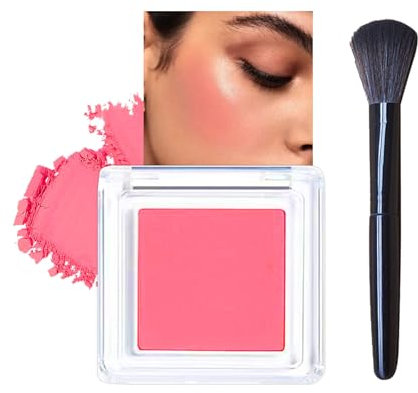Blushers for Cheeks, Rose Peach Powder Blushes Korean Makeup Blush with Brush, Natural-Looking Glow Blendable Long-Lasting Blush, Matte Face Powder Blush Smooth for Women & Girls