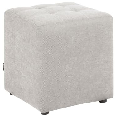 Pouf Hocker mit Holzbeinen Stoff grau gesteppt quadratisch 38x38 cm Kansas