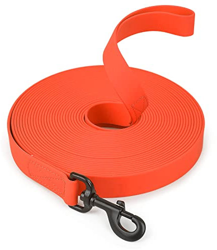 5M Schleppleine Große Hunde,1,5M/5M/10M Wasserdicht Hundeleine Robust Leine mit Handschlaufe und Netztasche,Trainingsleine für Große bis Kleine Hunde(Orange)