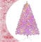 SPOTRAVEL Pre-lit Christmas Tree, 6FT Snow Flocked Pink Artificial Xmas Trees with 808 Branch Tips, 350 Colorful LED Lights & 8 Lighting Modes, Seasonal Holiday Decoration for Office Home