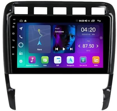 2 DIN Radio de Coche Android 13 de 9 Pulgadas Coche Pantalla Tactil para Porsche Cayenne 1 2002-2010 Reproductor Multimedia con WiFi/FM/Mandos del Volante/Cámara Trasera/Navegación GPS(NF-7 8+258G)