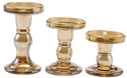 Cabilock Juego De 3 Candelabros De Cristal con Estilo Base Plana Y Estable para Decoración De Bodas Y Fiestas En El Hogar