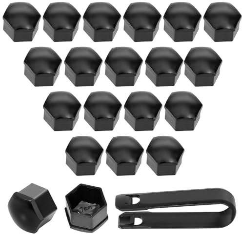 woshisanni 20 Stücks Radmutternkappen für Peugeot 107 2008-2012, Sechseckige Kappen für Radschrauben mit Entfernung Werkzeug Radschraubenkappen,17mm