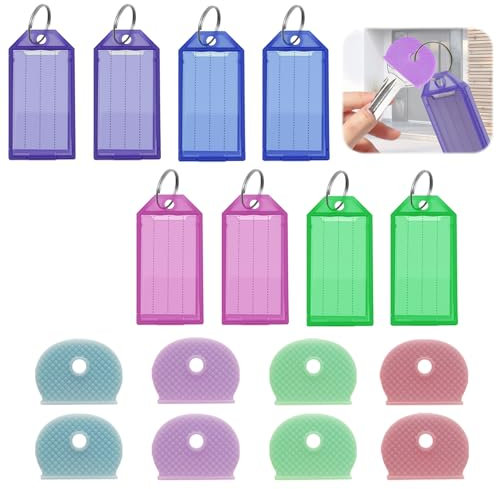 FunWorth 16 Fundas de Silicona y llaveros de Plástico, Tapas de llavero Coloridas, Asas Redondas y en Forma de Diamante, Antideslizantes y Resistentes a la Decoloración