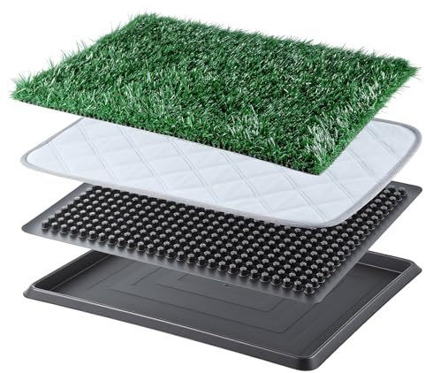 Dog Toilet Tray with Artificial Grass – Reusable Dog Litter Tray for Puppies and Small Dogs, Portable Potty with Drainage System for Flat or Home Use Indoor (20 x 16 inch -Style 1)