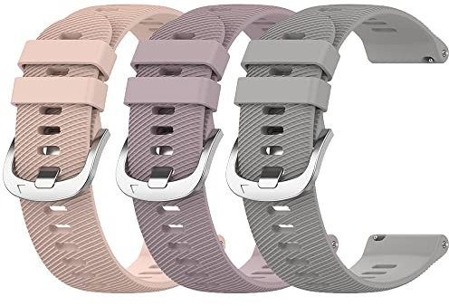 Miimall [3 Pieces Bracelets en Silicon Compatible avec Montre Garmin Vivoactive 6/5, [20mm] Souple Bracelet de Rechange à Dégagement Rapide pour Garmin Forerunner 645/55 pour Femmes et Hommes, R+V+G