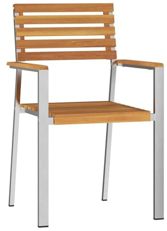 vidaXL Garden Chair 8 pcs Solid Acacia Wood and Stainless Steel