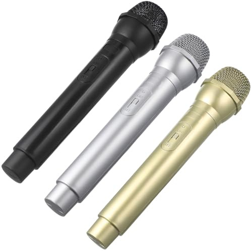 GETAJGHSD 3pcs Retro Microphone Prop Fake Plastic Toy Microphones for Boys and Girls Pretend Play Party Stage Performance Props