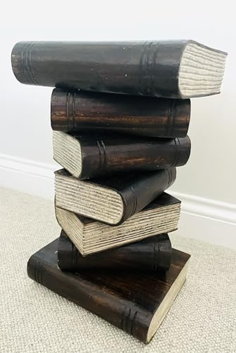 My Square Mile Coffee Table Books Stack Side End Lamp Stand, Small 42cm | Solid Wood, Library Furniture