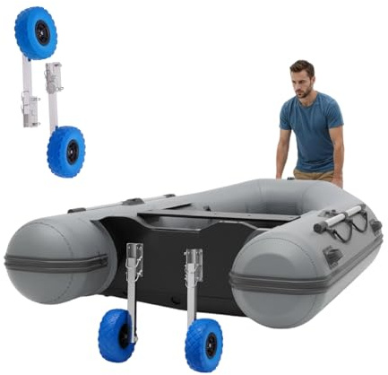 Mqwdxzfes Slipräder Schlauchboot Anhängerrad, 25cm Reifen mit 150kg Tragkraft, Universell Einfach Montierbar, Schlauchbooträder, Edelstahl Transporträder für Schlauchboote, Dingis, Kajaks, Strandwagen