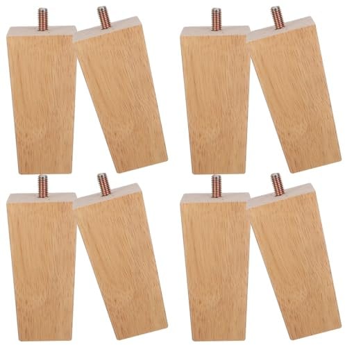 VALICLUD Massive Quadratische Holz Möbelbeine 10cm – 8 Stück Sofabeine aus Naturholz für Sofa Couchtisch Bett mit Montagezubehör und Filzgleitern
