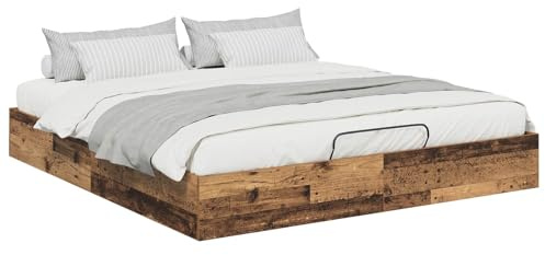 HFXHIJXQ Altholz-Ottoman-Bett 160x200, Holzwerkstoff, Stauraum, Gaslift, ohne Boxspring