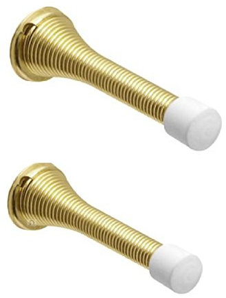 10 x Brass Spring Door Stop Stops Stopper Gold Doorstop Inc Fixings & Screws
